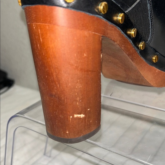 Veronica Beard Giles Block Heel Mule Clogs, Black,Size 8M Bohemian leather Heel - Picture 7 of 12